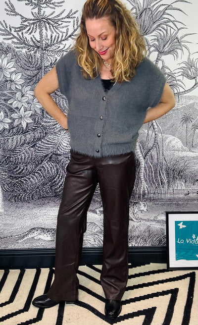 Colette Faux Leather Wide Leg Trousers