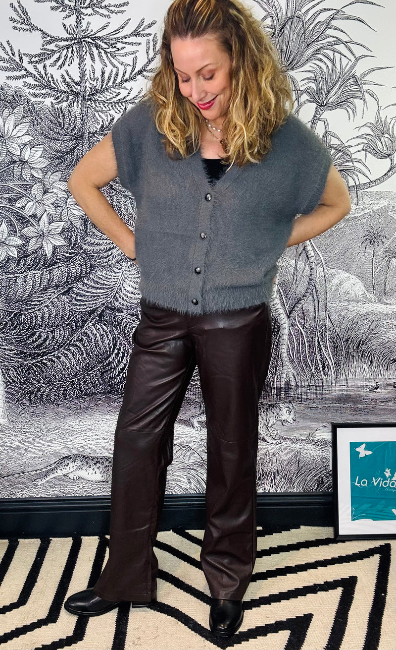 Colette Faux Leather Wide Leg Trousers