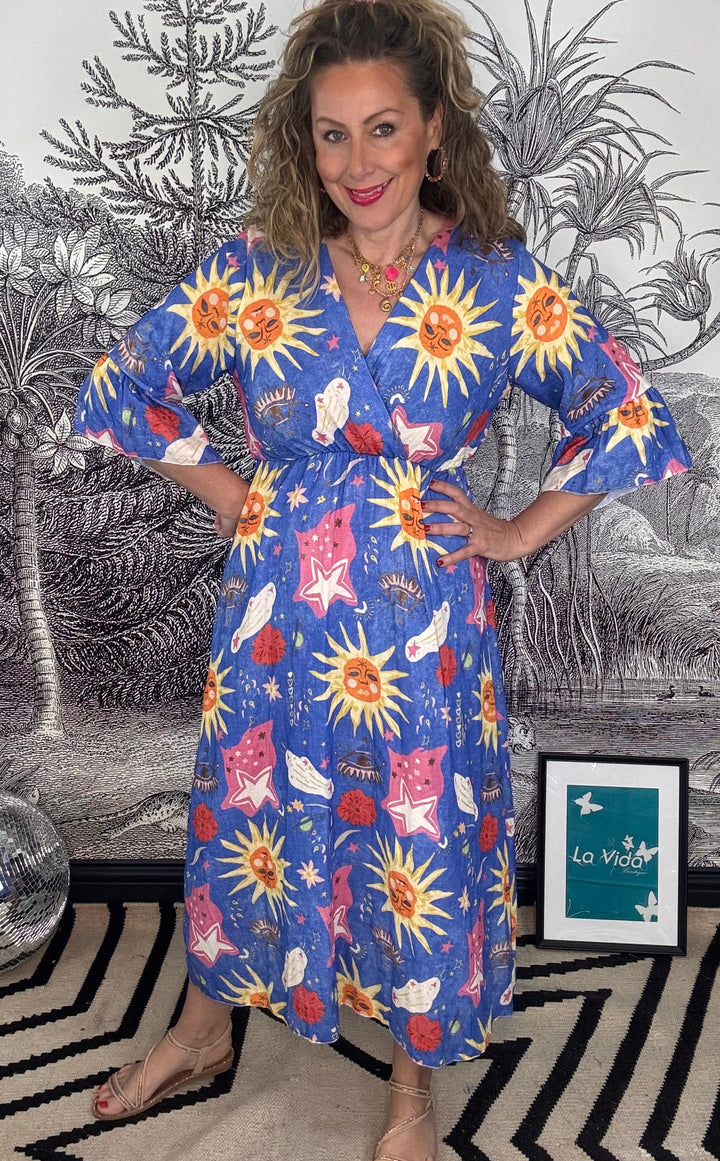 Lunasol Cotton Maxi Dress in Royal Blue