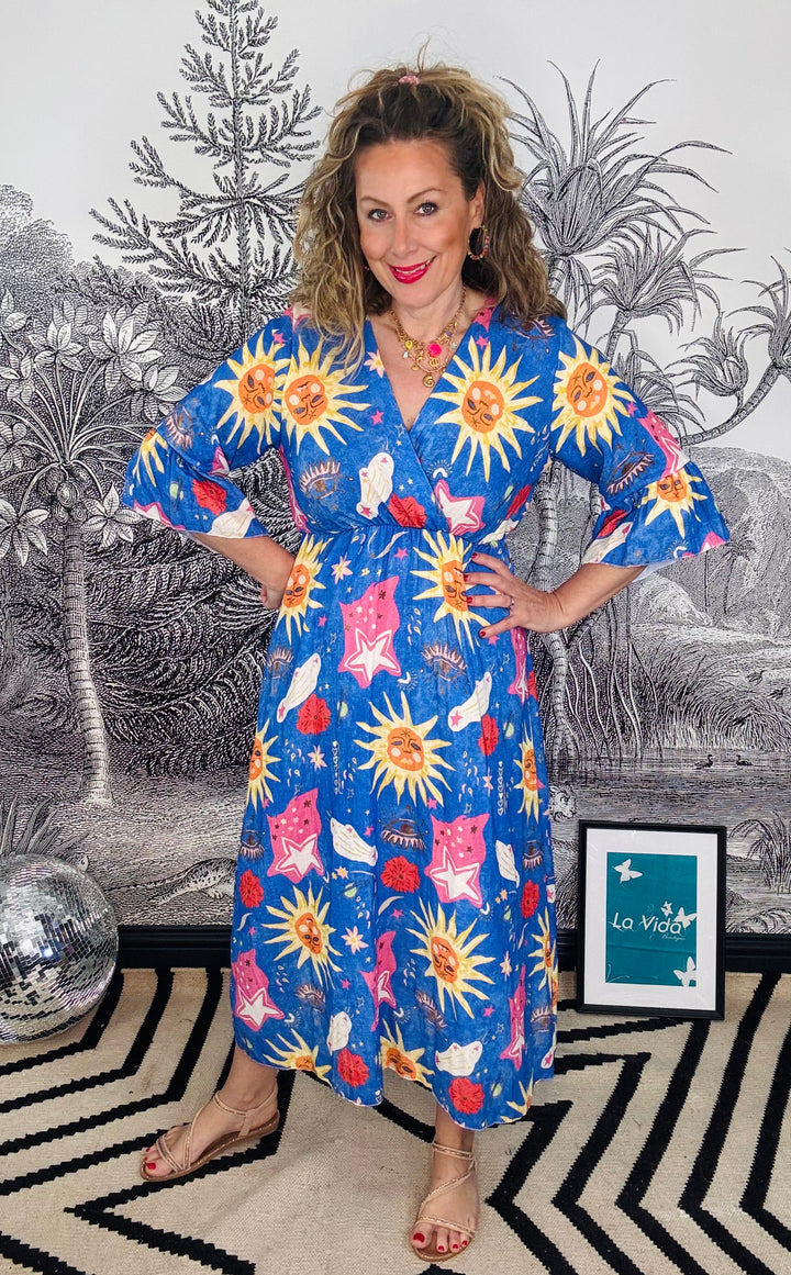 Lunasol Cotton Maxi Dress in Royal Blue