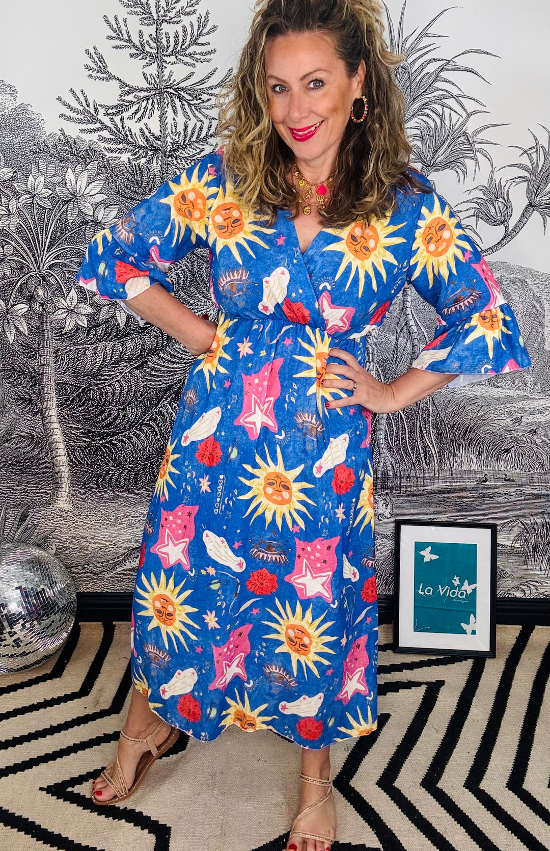 Lunasol Cotton Maxi Dress in Royal Blue