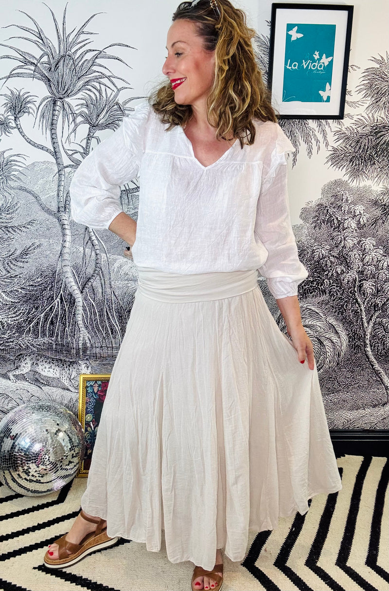 Isla Double Waistband Godet Maxi Skirt
