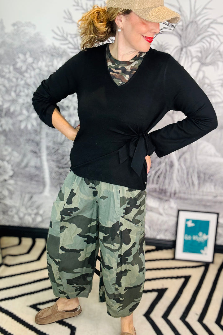 Eleanor Camo Jet Pocket Barrel Leg Trousers