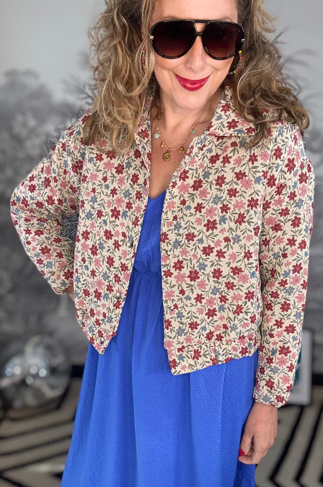 Fairy Rose Bomber Jacket in Summer Floral