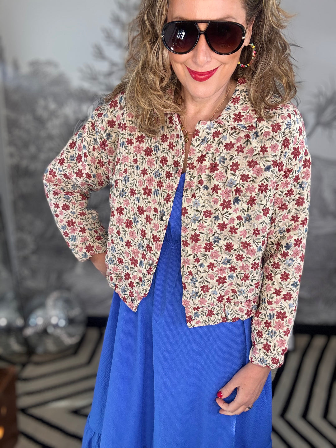 Fairy Rose Bomber Jacket in Summer Floral