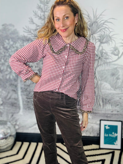 Joy Gingham Shirt with Peter Pan Collar