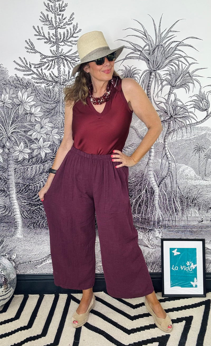Arina Wide Leg Cotton Trousers