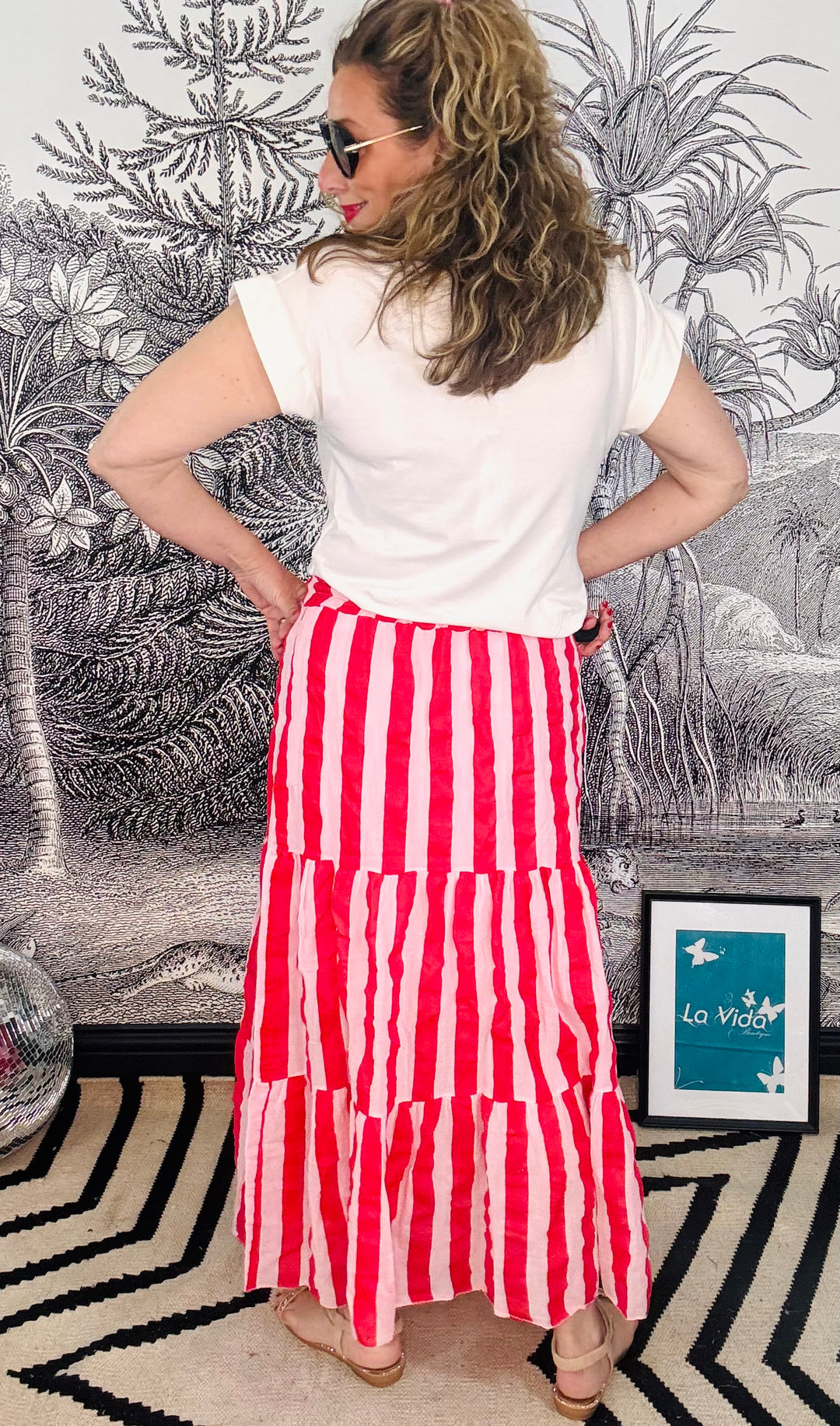 Feria Skirt in Pink &amp; Red Stripe