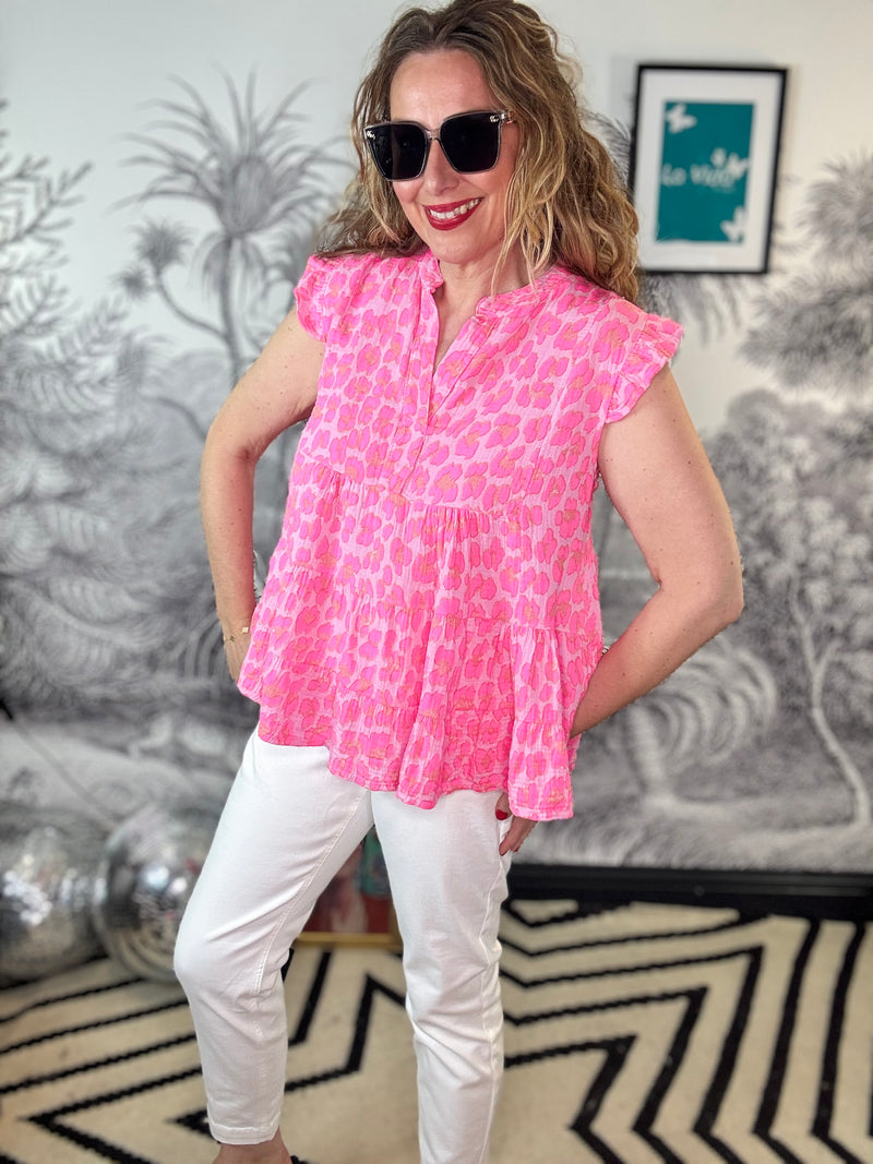 Lily Neon Leopard Cheesecloth Trapeze Top