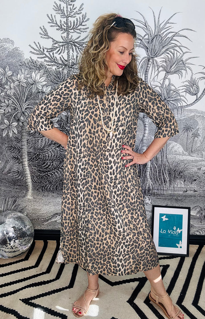 Kenna Animal Shirt Dress