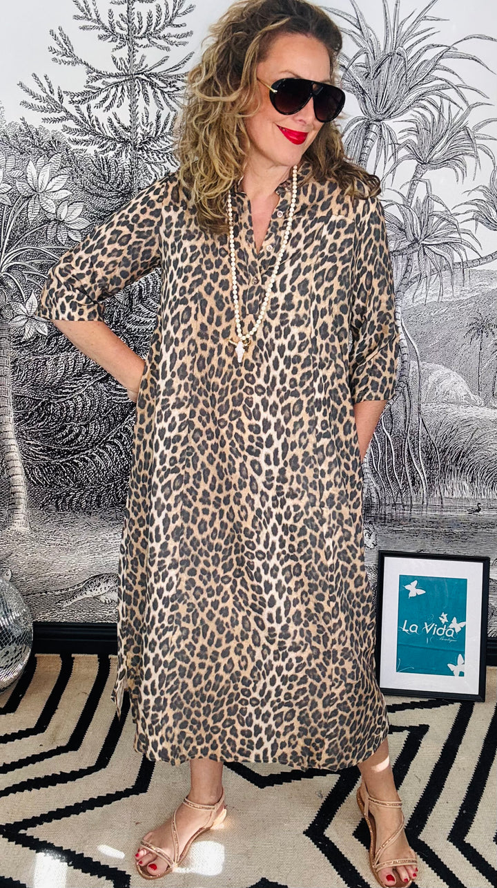 Kenna Animal Shirt Dress