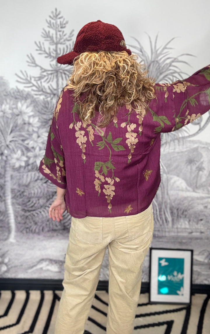 Wisteria Plum Wool Kimono