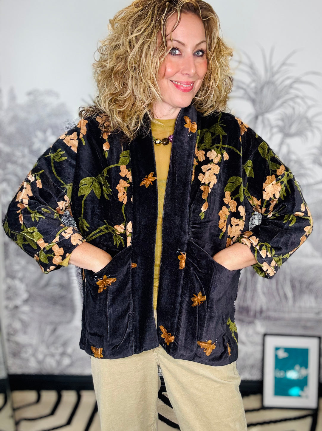 Wisteria Black Velvet Pocket Jacket