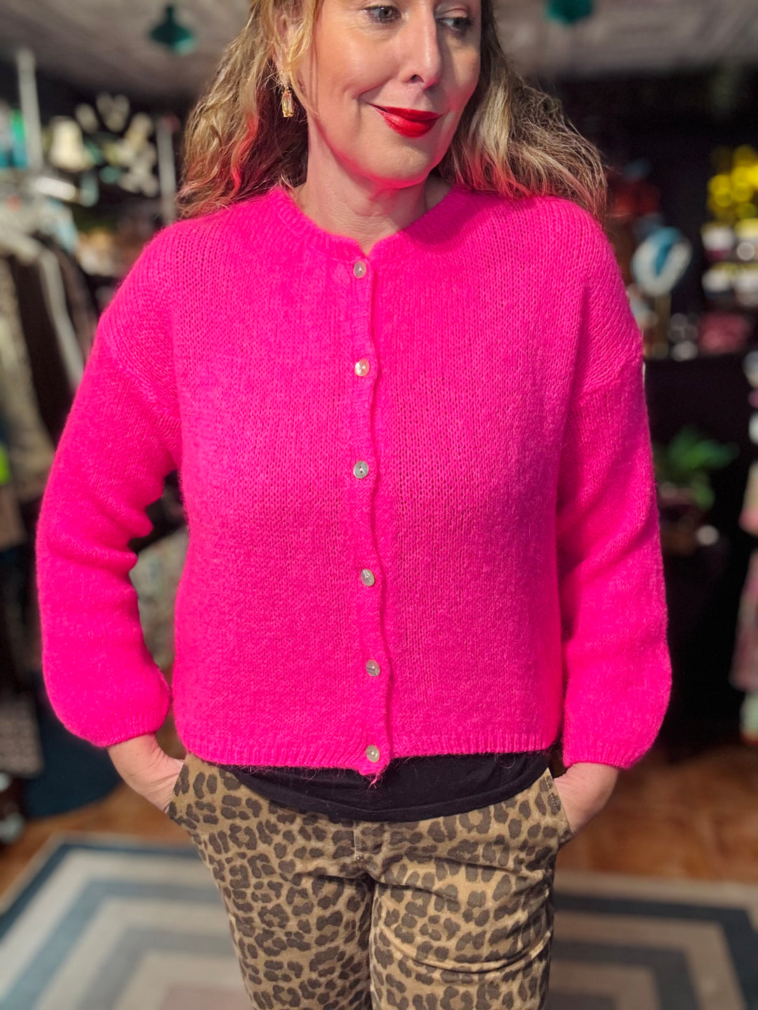 Claires Mohair Mix Crewneck Cardigan