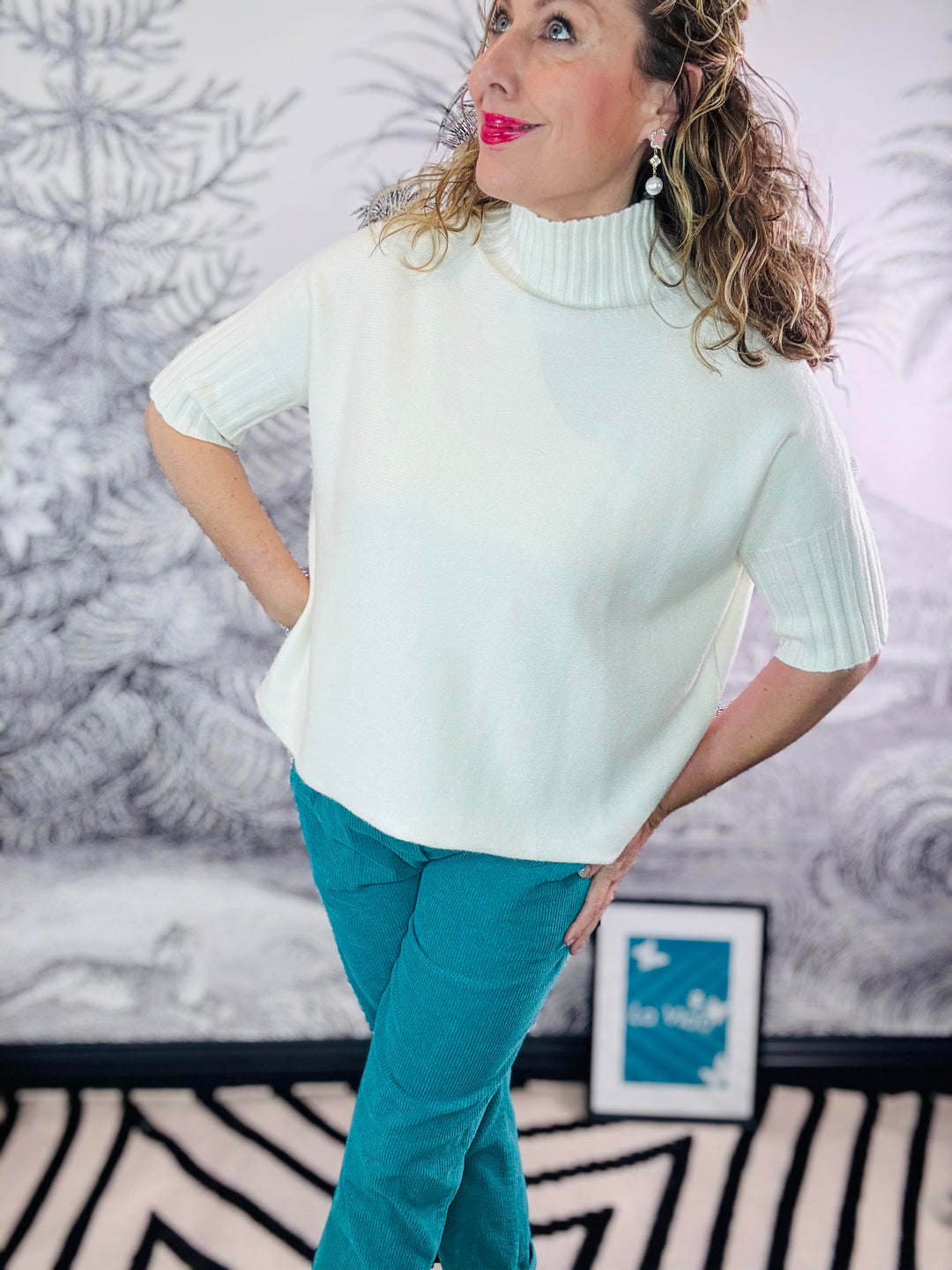 Heidi High Neck Crop Sleeve Jumper