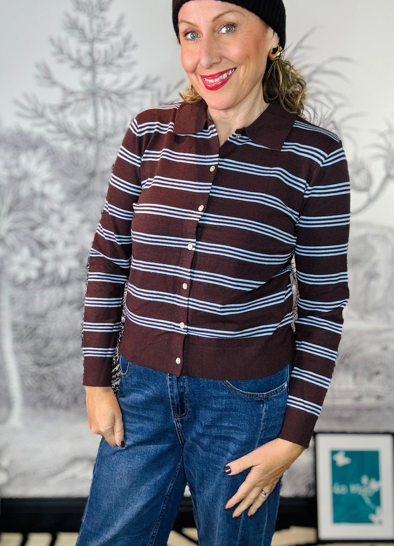 Devi Button Up Striped Polo Top