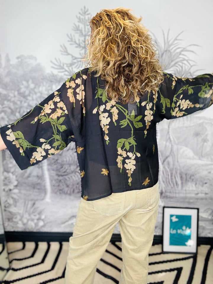 Wisteria Black Kimono