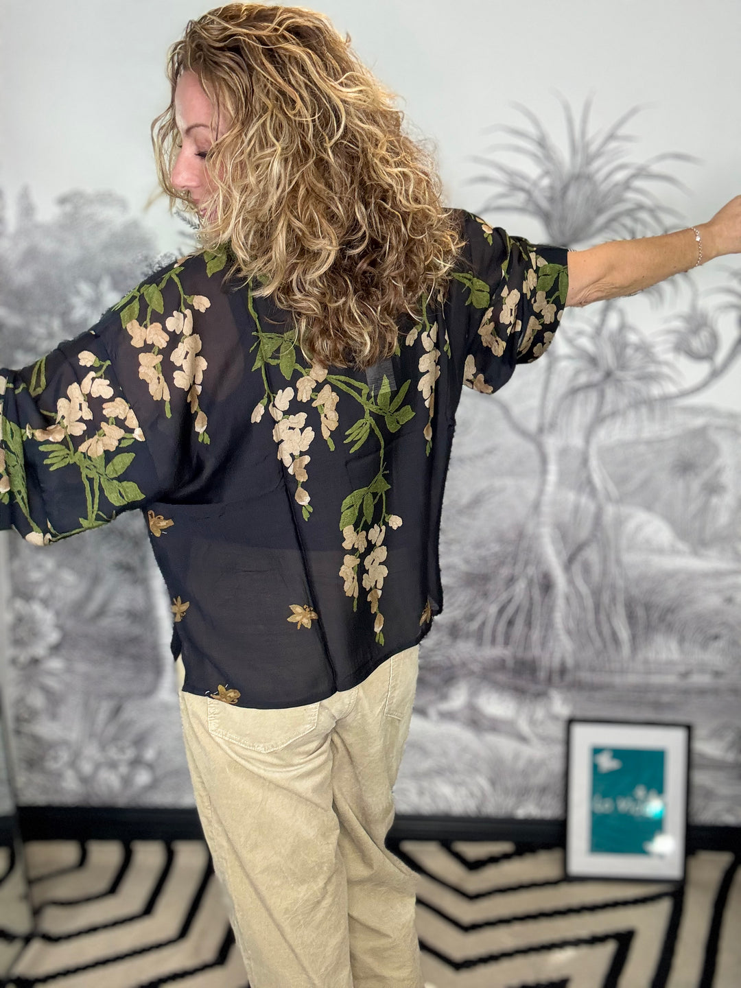 Wisteria Black Kimono