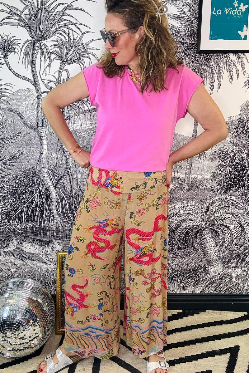 Dragon Sand Palazzo Trousers