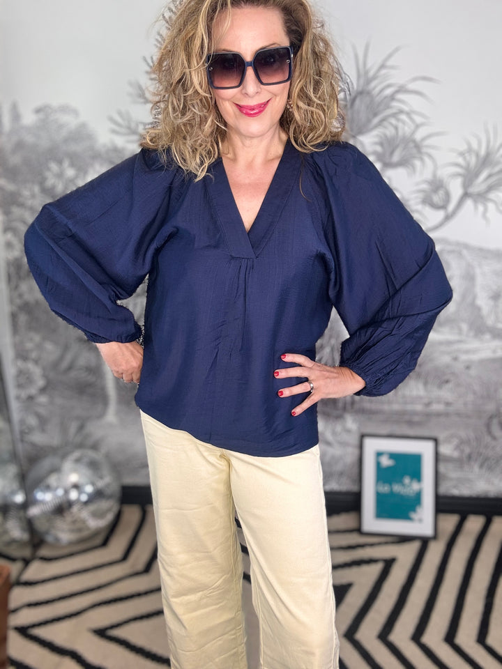 Luisa Raglan Blouse In Navy