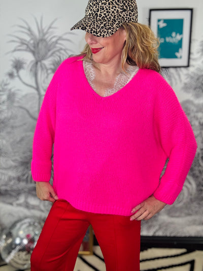 Ellis Oversized Mohair Mix V-Neck Jumper