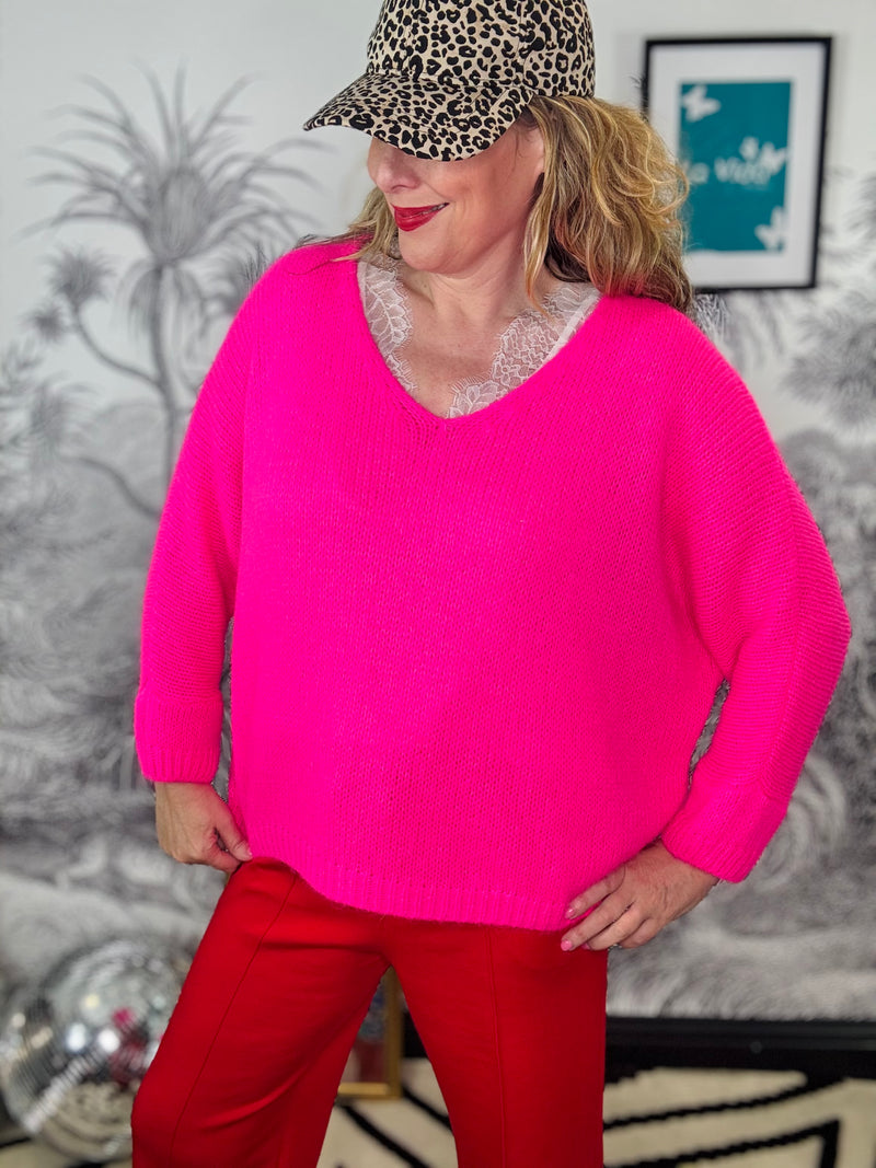 Ellis Oversized Mohair Mix V-Neck Jumper