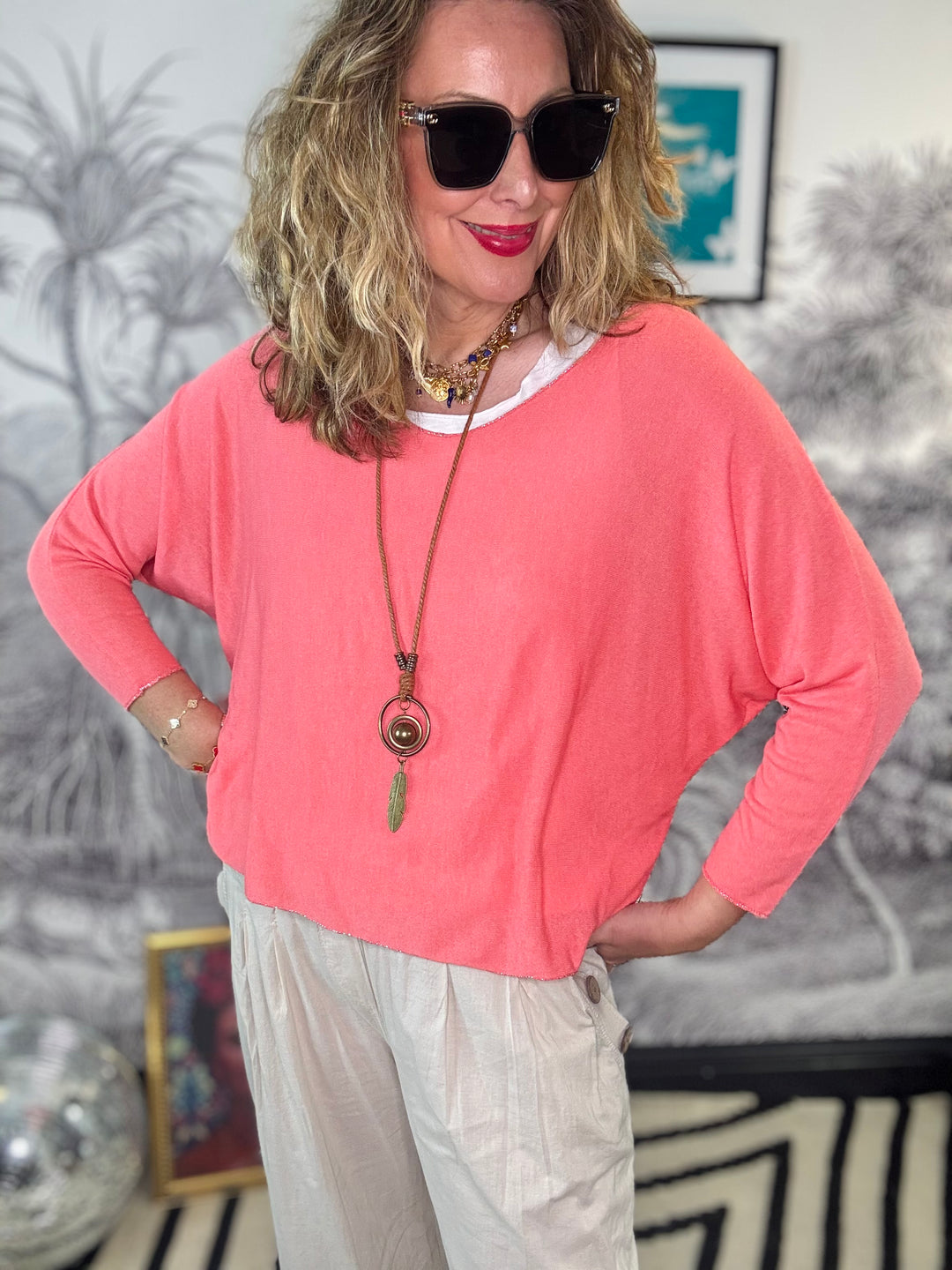 Lucy Summer Double Layer Top with Necklace