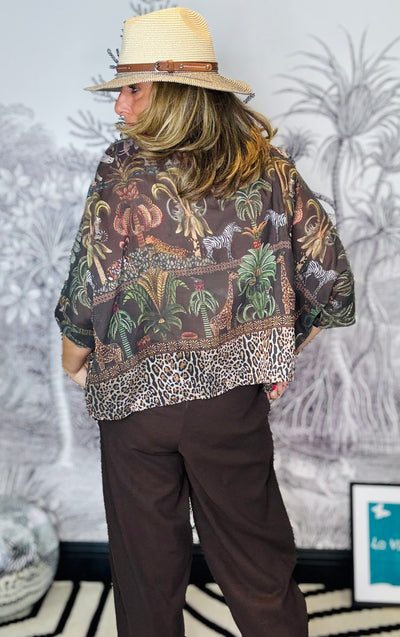 Borneo Jungle Batwing Shirt in Brown