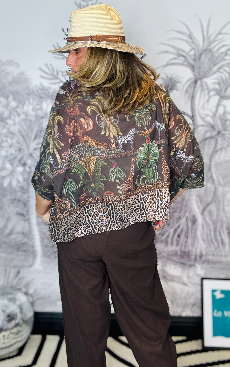 Borneo Jungle Batwing Shirt in Brown