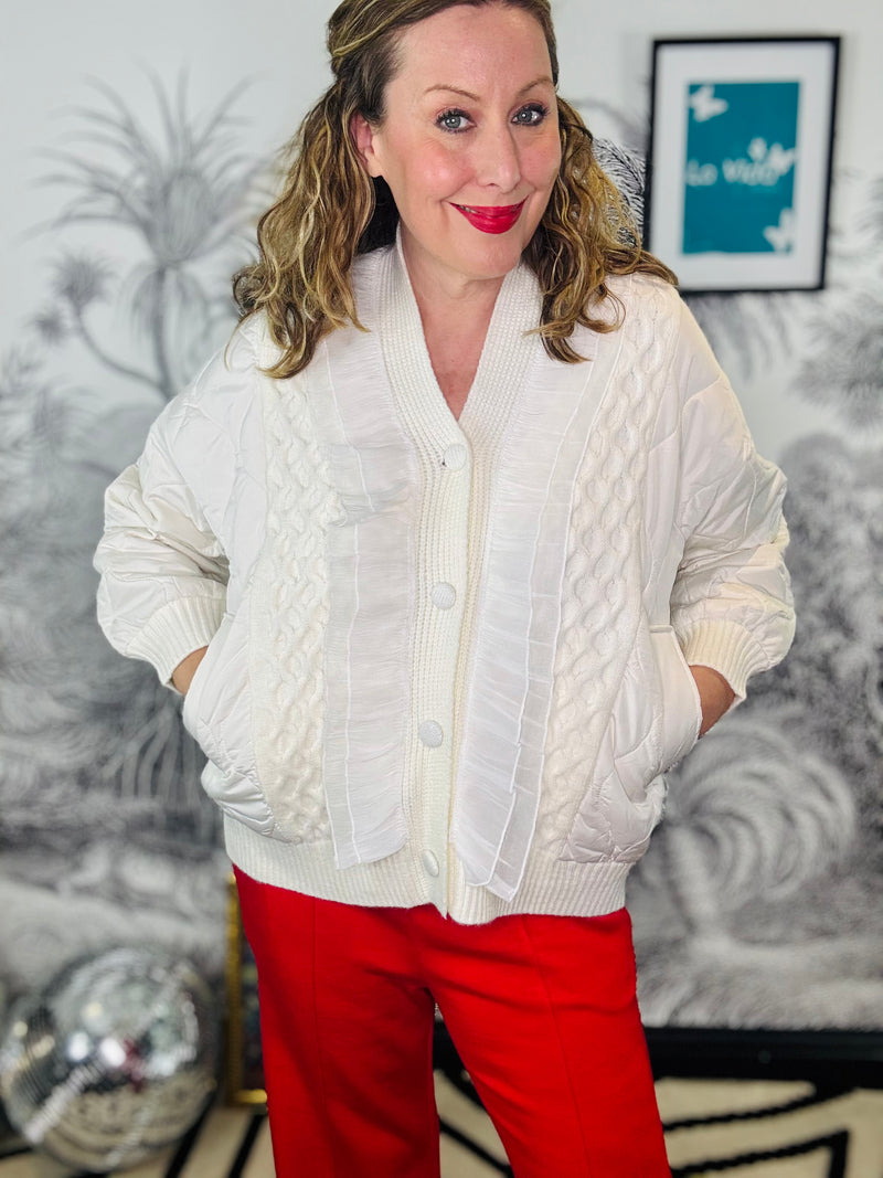 Raddix Quilted Coatigan with Frill Detail