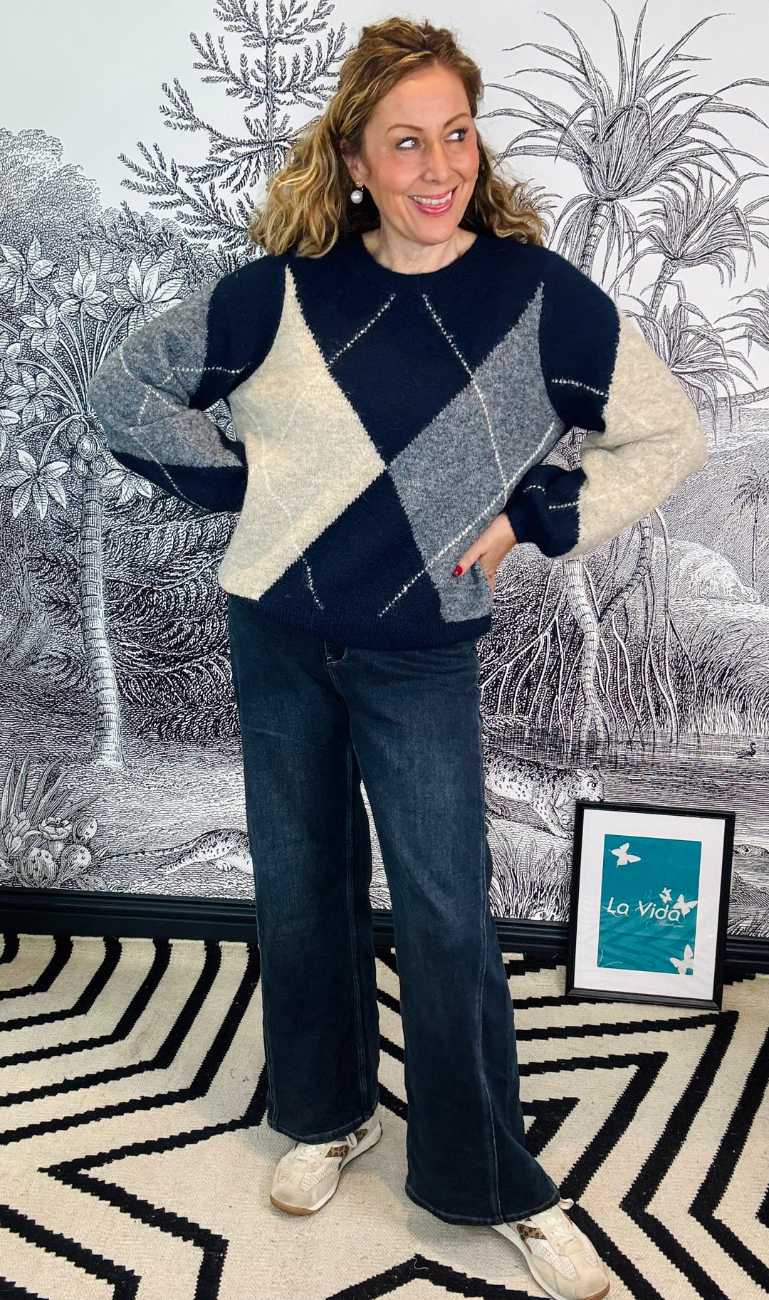 Argyle sweater knit