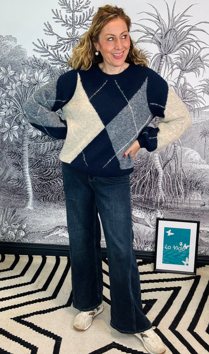 Argyle sweater knit