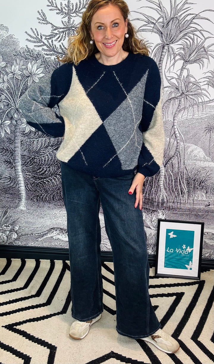 Argyle sweater knit
