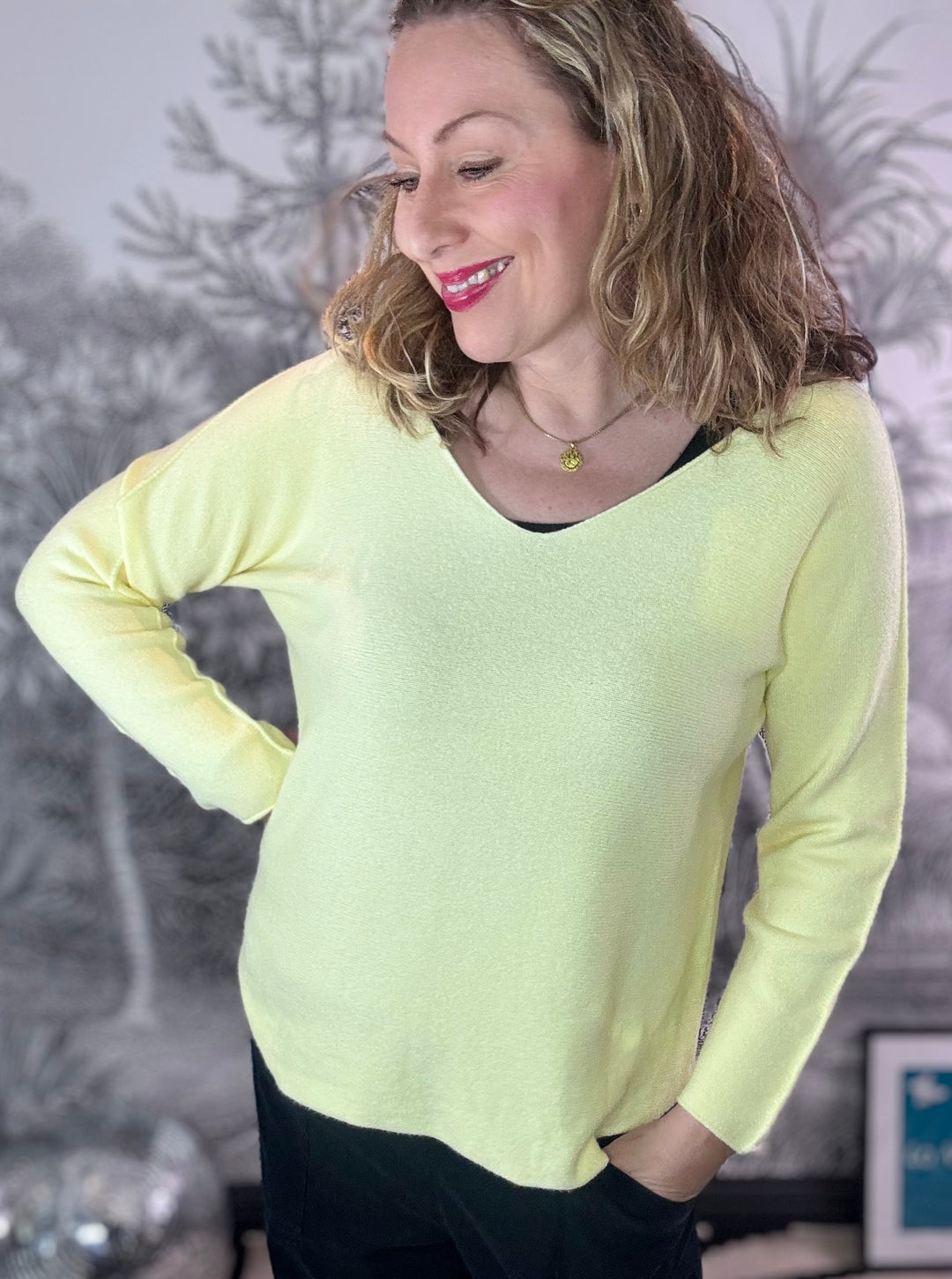 Ambers Raw Edge V-Neck Jumper