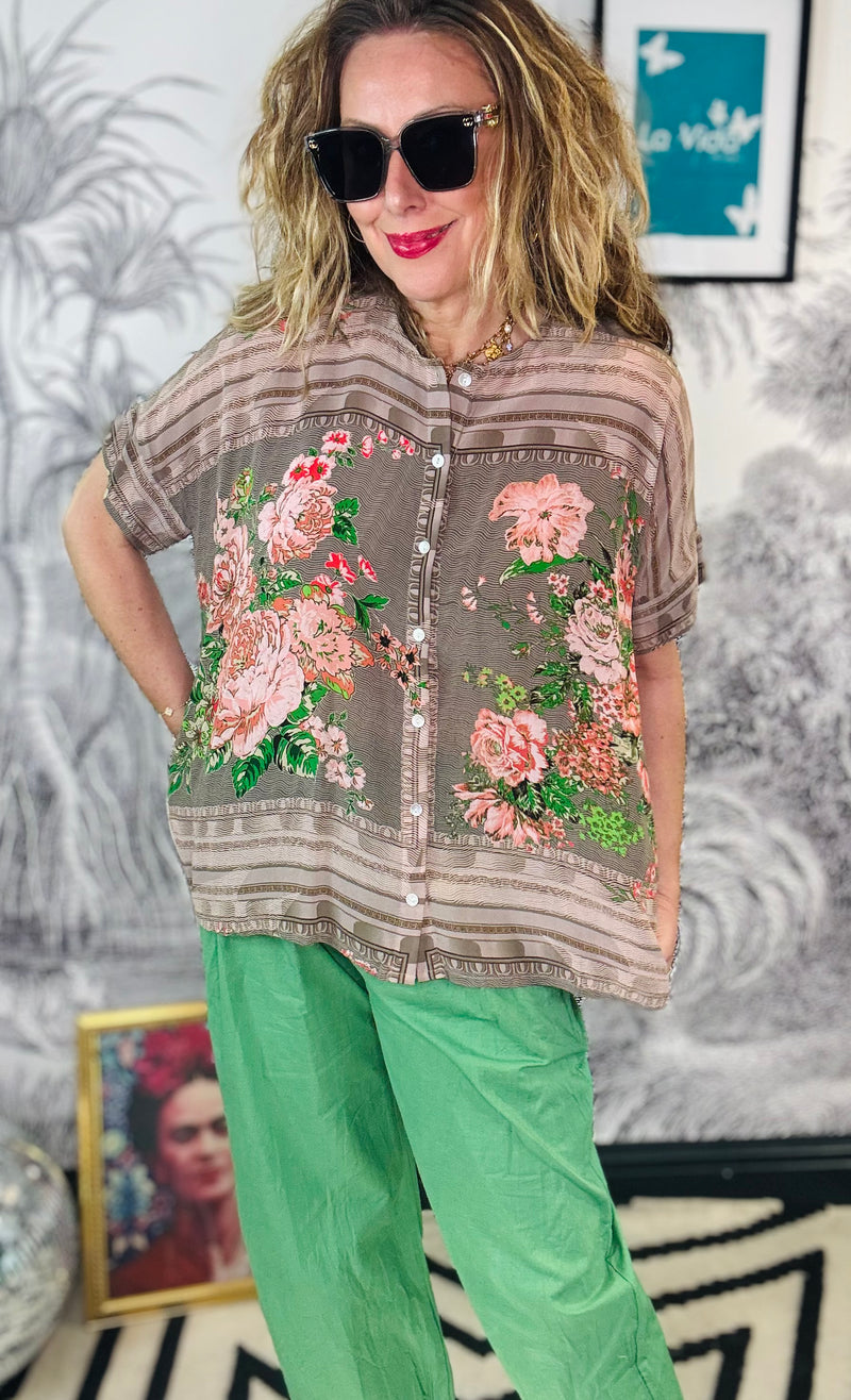 Neon Rose Beige Tea Blouse