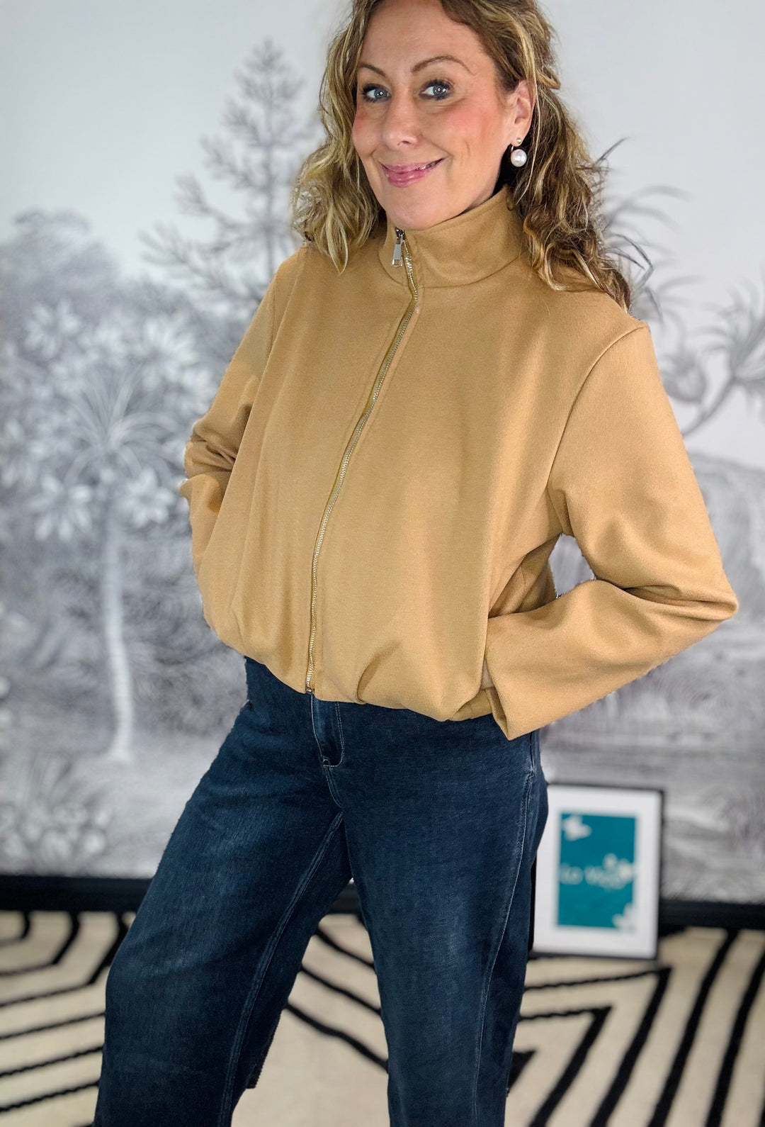 Carla Textured Funnel Neck Jacket
