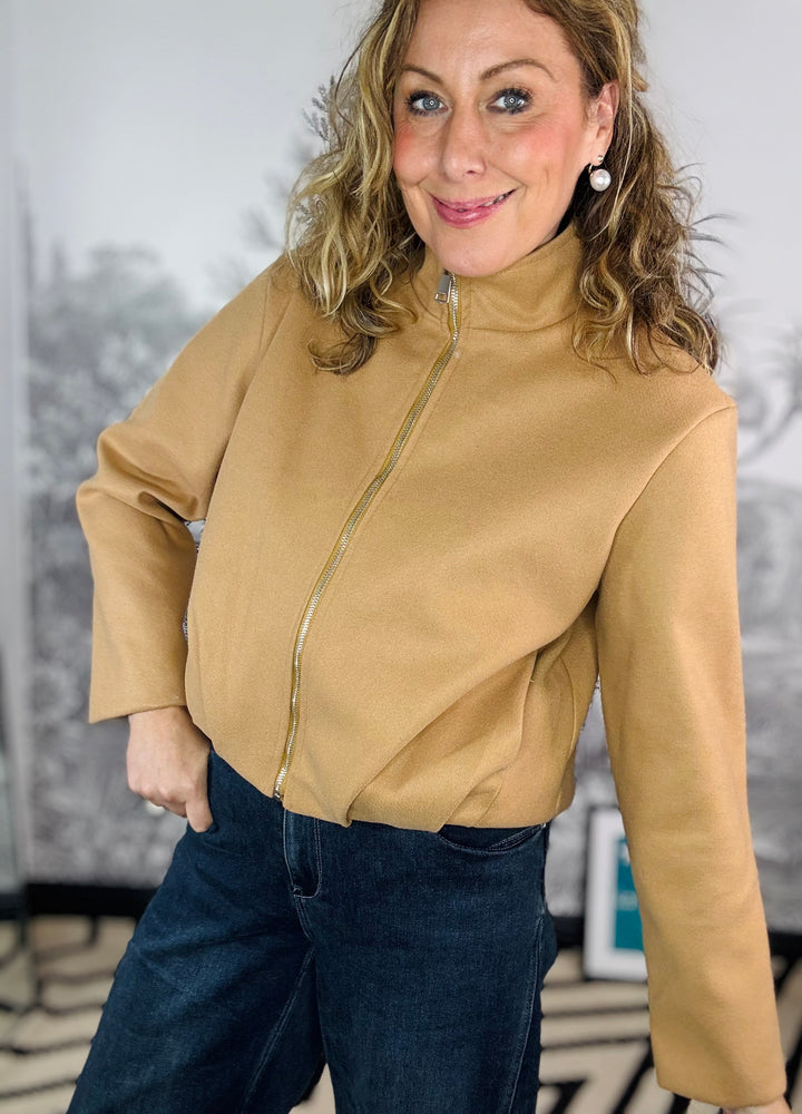 Carla Textured Funnel Neck Jacket