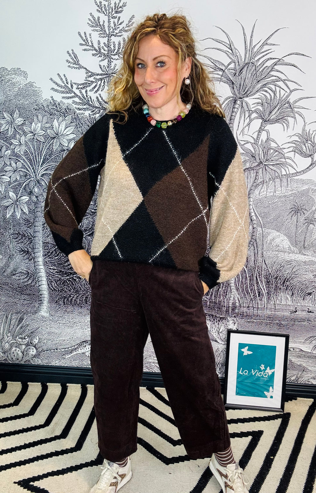 Argyle sweater knit