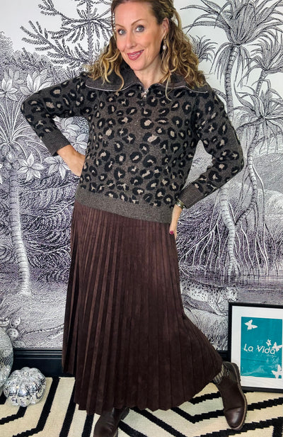 Lexi Half Zip Leopard Jumper