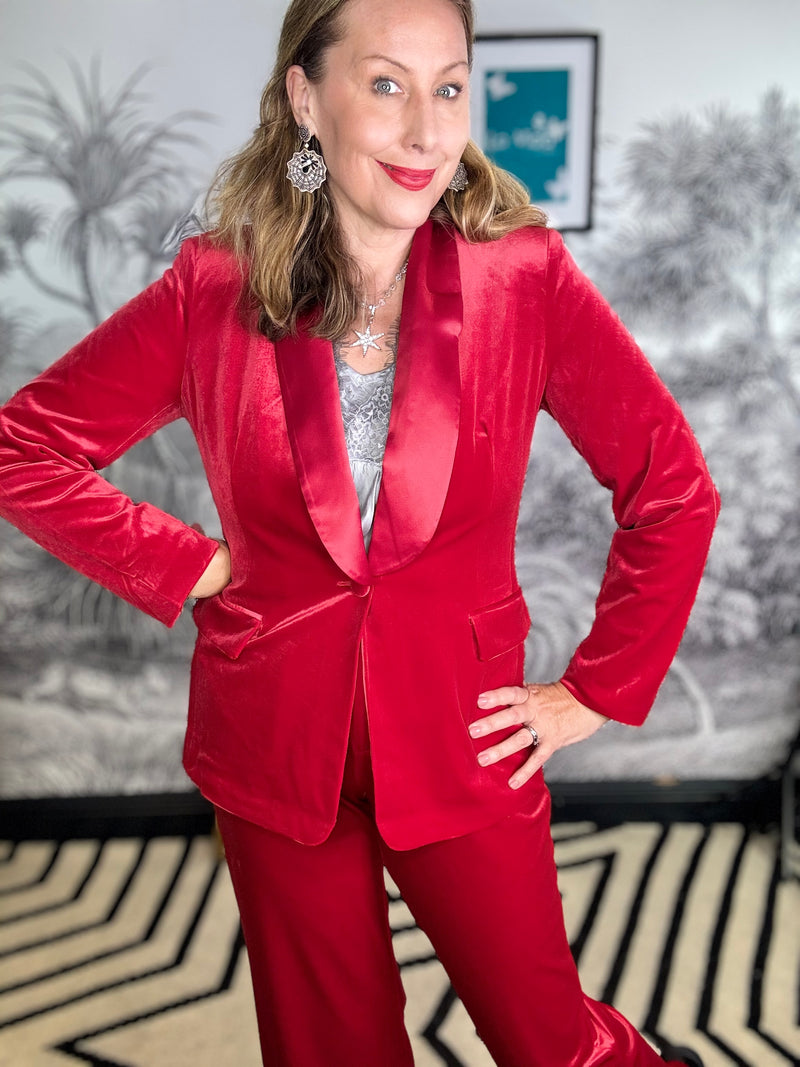 Velvet collar blazer clearance