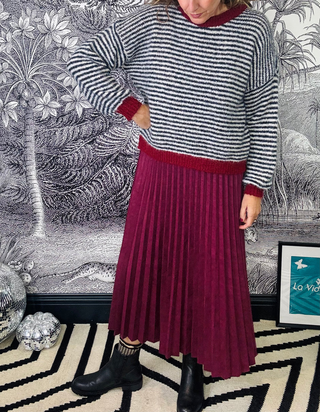 Lark Suedette Pleated Midi Skirt