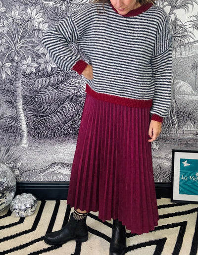 Lark Suedette Pleated Midi Skirt
