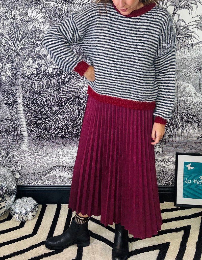 Lark Suedette Pleated Midi Skirt