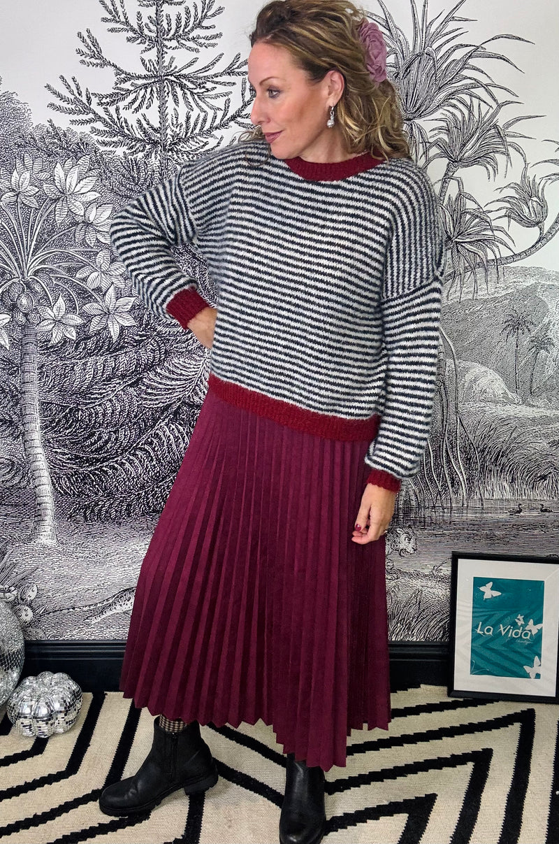 Lark Suedette Pleated Midi Skirt