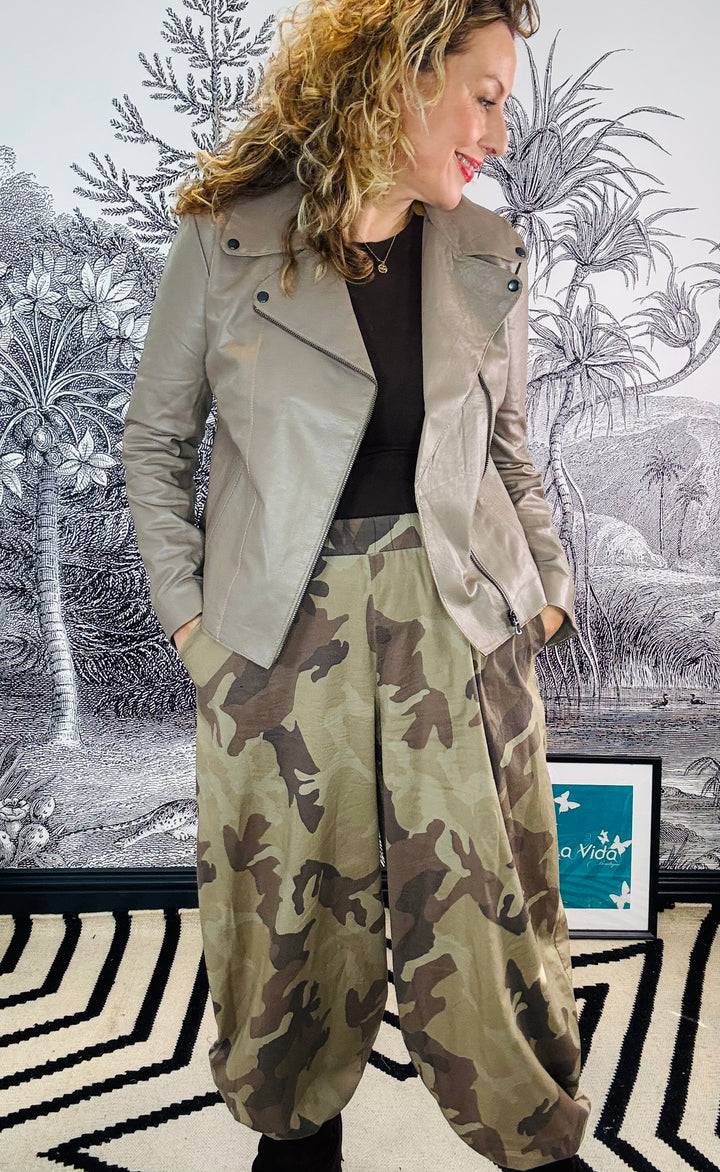 The Claudette Leather Jacket in Mushroom