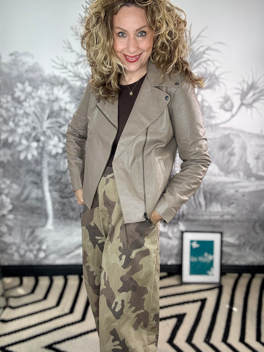 The Claudette Leather Jacket in Mushroom