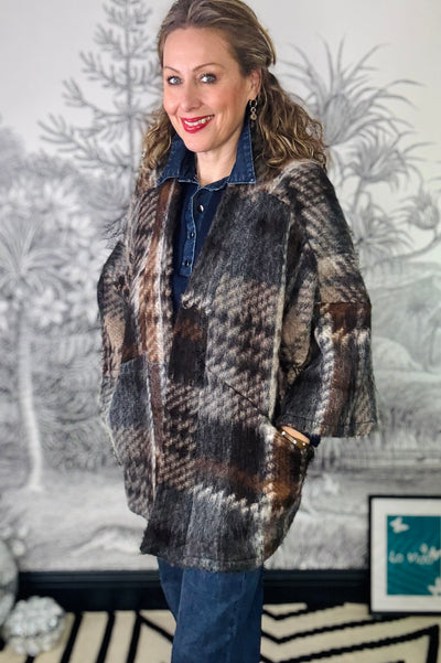 Nala Oversized Check Wool Coatigan