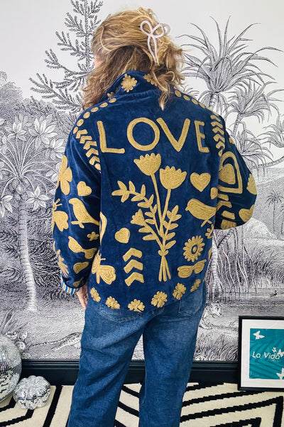 Love Embroidered Velvet Jacket