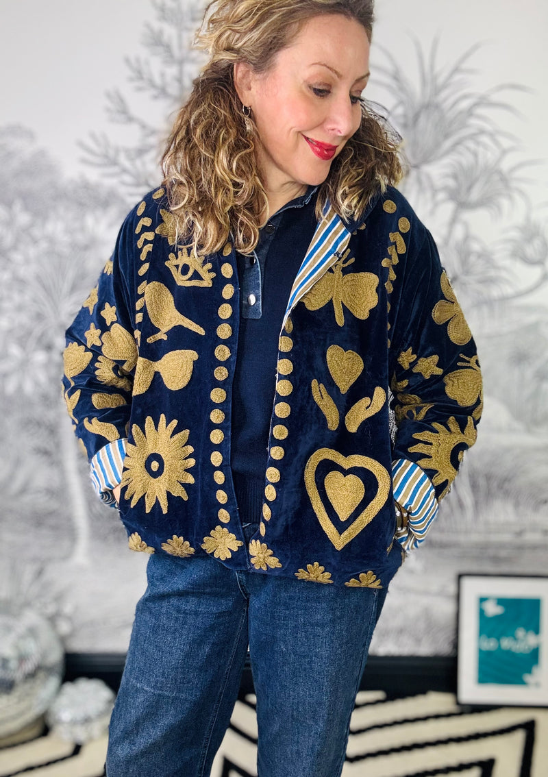 Love Embroidered Velvet Jacket