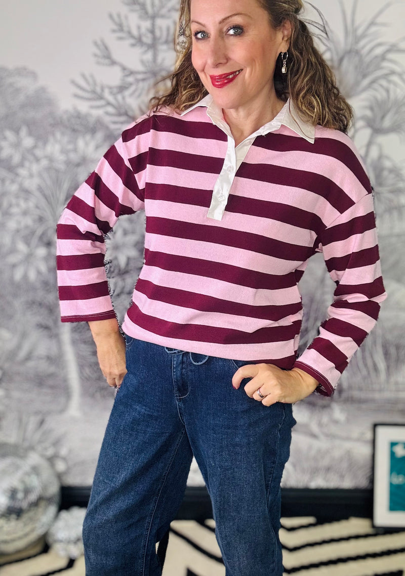 Lea Striped Knit Rugby Top